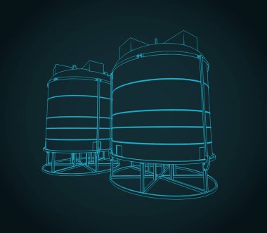 Metal bazlı plastik su tanklarının biçimlendirilmiş vektör çizimi