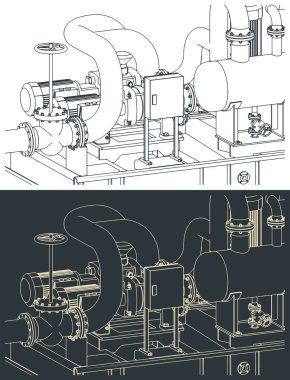 Pompa kızaklarının herhangi bir sıvı için stilize vektör çizimleri