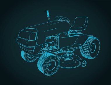 Mini traktör çim biçme makinesi biçimlendirilmiş vektör çizimi