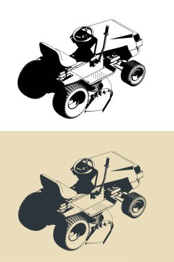 Mini traktör çim biçme makinesi biçimlendirilmiş vektör çizimleri
