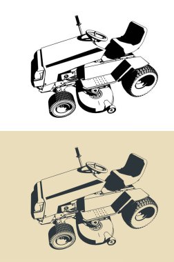 Mini traktör çim biçme makinesi biçimlendirilmiş vektör çizimleri