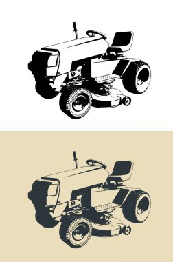 Mini traktör çim biçme makinesi biçimlendirilmiş vektör çizimleri