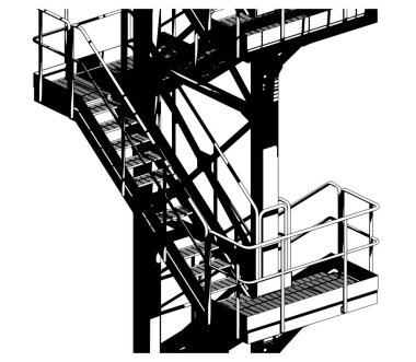 Endüstriyel metal merdiven stilize vektör çizimi yakın çekim