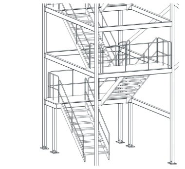 Endüstriyel metal merdiven stilize vektör izometrik çizim