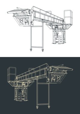 Taşıyıcı hidrolik olarak ayarlanabilir açıyla yükleniyor biçimlendirilmiş vektör çizimleri