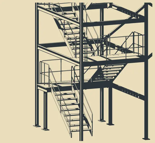 Endüstriyel metal merdiven stilize vektör izometrik çizim