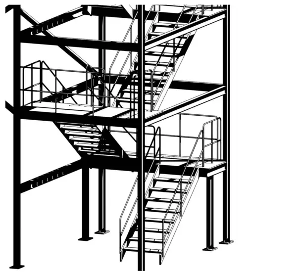 Endüstriyel metal merdiven stilize vektör izometrik çizim