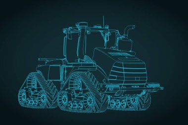 Dört kanallı modern traktör şablonu biçimlendirilmiş vektör çizimi