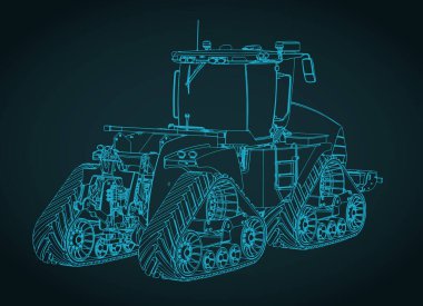 Dört kanallı modern traktör biçimlendirilmiş vektör çizimi