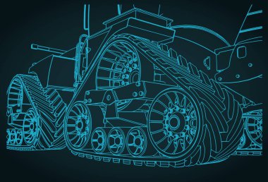 Modern traktör yakın çekim biçimlendirilmiş vektör çizimini izler