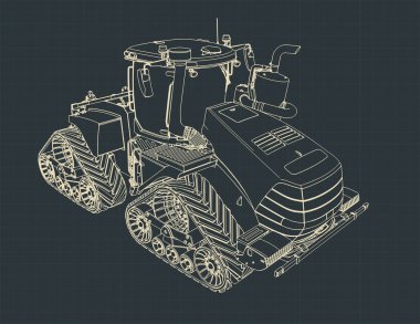 Dört kanallı modern traktör şablonu biçimlendirilmiş vektör çizimi
