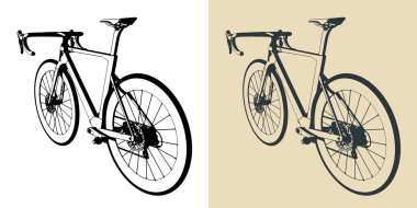 Karbon yol bisikleti stilize vektör çizimleri