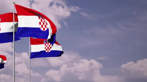 Kroatie Vlag Zwaaien Rendering Animatie Voor Video Inhoud — Stockvideo
