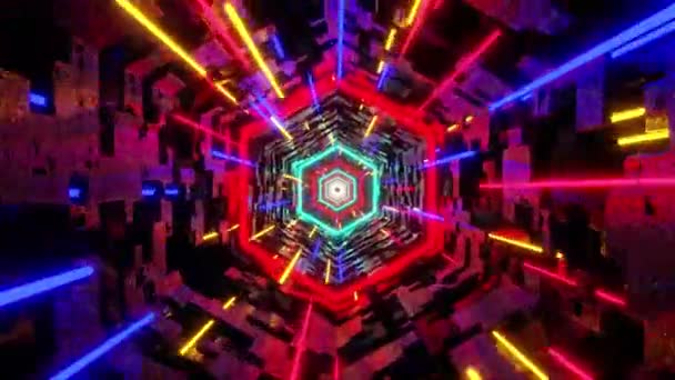 Motion Graphic Flying Digital Technologic Tunnel Big Data Digitaal Tunnelplein — Stockvideo