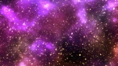  3D Outer space animation Red Pink Space flight to Helix nebula eye of God in Deep Space. Flying star field in to flare light at center. Universe Space Loop background. Dust particles Clouds.