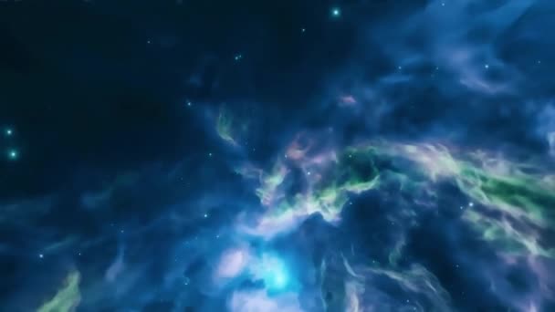 Soyut Alan Arkaplanı Göktaşı Sineği Fraktal Mavi Nebulası Gezegen Bulutları — Stok video