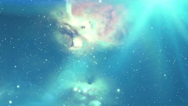 Latar Belakang Ruang Abstrak Asteroid Terbang Nebula Biru Fraktal Dengan — Stok Video