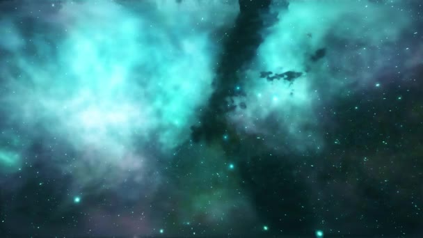 Abstract Space Background Asteroid Fly Fractal Blue Nebula Planet Clouds — Stock Video
