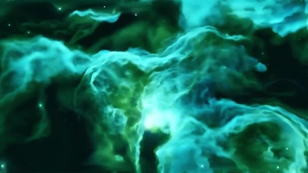 Resumen Fondo Espacial Nebulosa Azul Fractal Mosca Del Asteroide Con — Vídeos de Stock