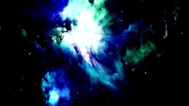 Abstraktní Vesmírné Pozadí Asteroid Létat Fraktální Modrá Mlhovina Planetou Mraky — Stock video