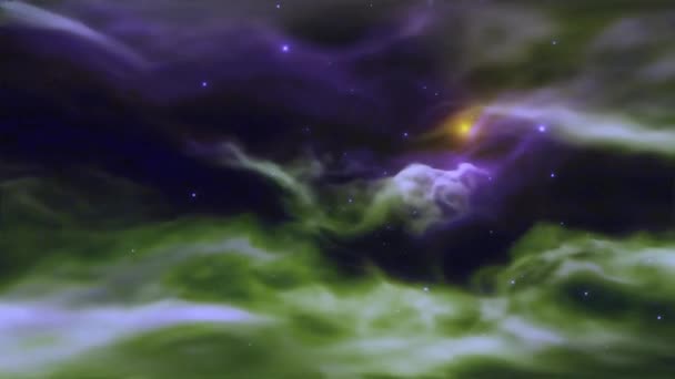 Fundo Espaço Abstrato Nebulosa Azul Fractal Mosca Asteróide Com Centro — Vídeo de Stock