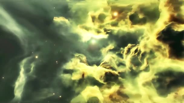 Абстрактный Космический Фон Астероидная Муха Фрактально Голубая Туманность Облаками Планеты — стоковое видео
