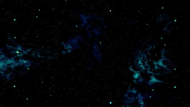 Streszczenie Kosmiczne Tło Asteroid Mucha Fraktalna Niebieska Mgławica Chmurami Planety — Wideo stockowe