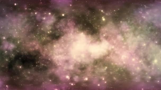 Abstrakter Weltraum Hintergrund Asteroidenfliegenfraktaler Blauer Nebel Mit Planetenwolken Helles Zentrum — Stockvideo