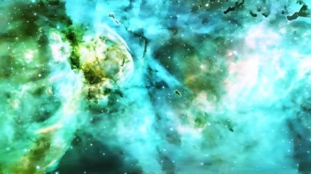 Resumen Fondo Espacial Nebulosa Azul Fractal Mosca Del Asteroide Con — Vídeo de stock