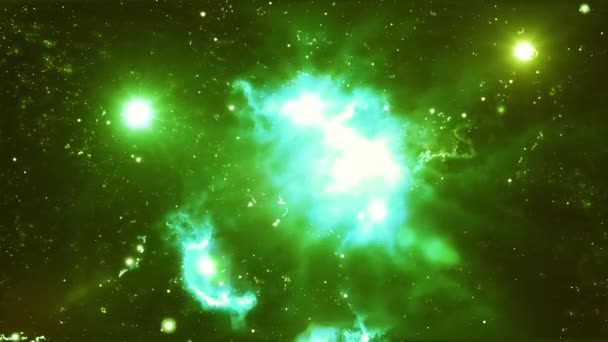 Fundo Espaço Abstrato Nebulosa Azul Fractal Mosca Asteróide Com Centro — Vídeo de Stock