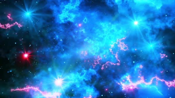 Abstract Space Background Астероїдні Мухи Фрактально Блакитні Туманності Планетарними Хмарами — стокове відео