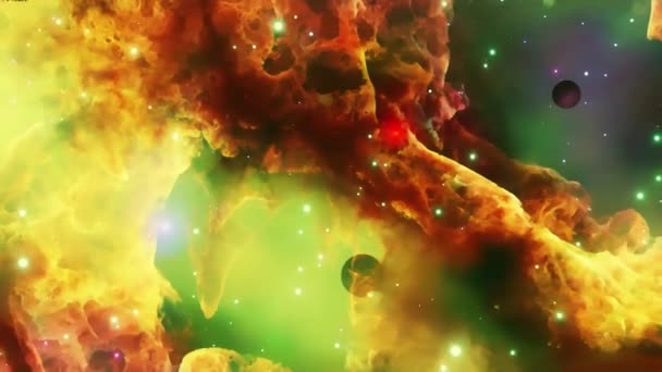 Fundal Spaţial Abstract Asteroizii Zboară Nebuloasa Albastră Fractală Norii Planetei — Videoclip de stoc