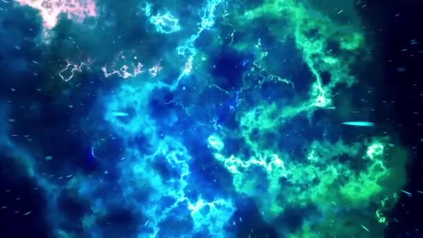 Latar Belakang Ruang Abstrak Asteroid Terbang Nebula Biru Fraktal Dengan — Stok Video