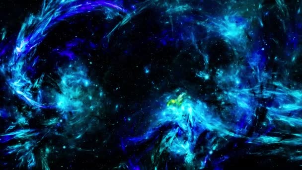 Αφηρημένο Διαστημικό Υπόβαθρο Αστεροειδής Πετάξει Φράκταλ Μπλε Νεφέλωμα Τον Πλανήτη — Αρχείο Βίντεο