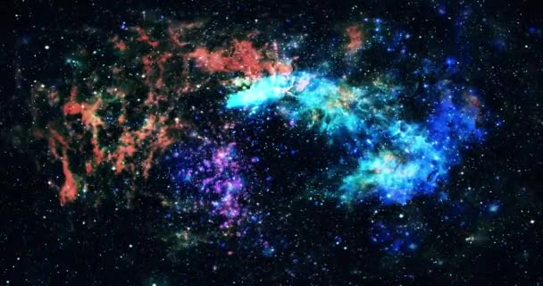 Sfondo Astratto Dello Spazio Asteroide Volare Frattale Nebulosa Blu Con — Video Stock