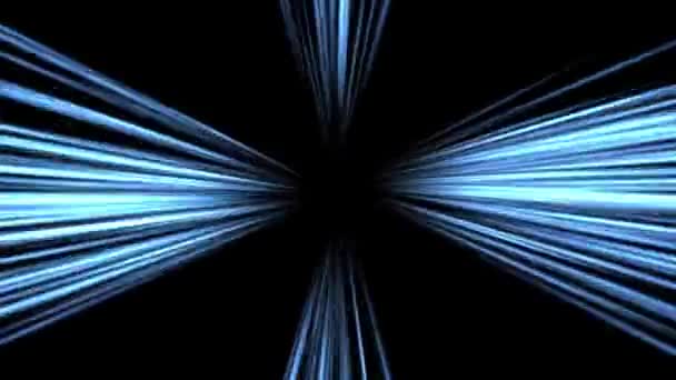 高速飞行线3D动画在无缝隙环路交通中的应用 黑暗背景下动态条纹的科幻数字视频电动移动 时间旅行图解中超空间的霓虹灯发射 — 图库视频影像