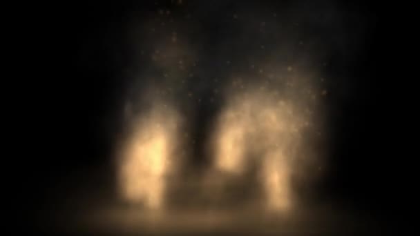 深棕色背景 数字签名与粒子 波光粼粼 窗帘和深埋地区 粒子是金色的光线 — 图库视频影像