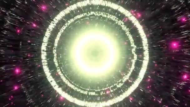 추상적 과학의 터널을 비행하는 비디오용 그래픽스 Edm 콘서트 하이테크 애니메이션 — 비디오