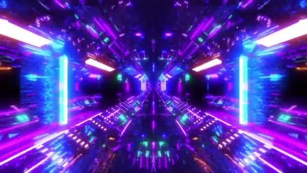 Flyg Abstrakt Sci Tunnel Sömlös Loop Futuristisk Rörlig Grafik För — Stockvideo