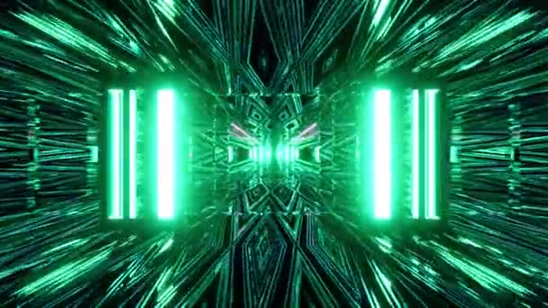 추상적 과학의 터널을 비행하는 비디오용 그래픽스 Edm 콘서트 하이테크 애니메이션 — 비디오