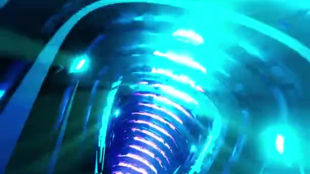 Soyut Bilim Kurgu Tünel Döngüsü Içinde Uçuş Müzik Videosu Için — Stok video