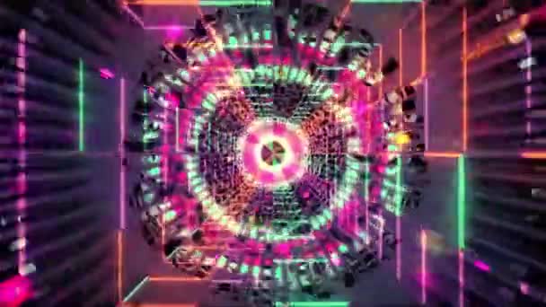 飞行在抽象的科幻隧道无缝环路 音乐视频 Edm俱乐部音乐会 高科技背景的Vj运动图像 时间翘曲门户 光速超空间概念 3D动画 — 图库视频影像