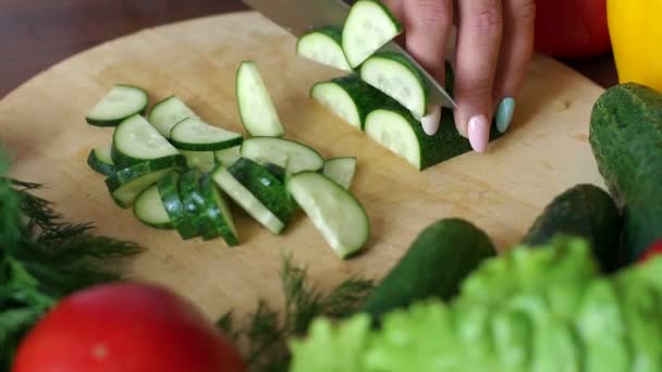 Крупный План Красочных Парящих Овощей Жарящихся Сковороде Смешиваемых Выбрасываемых Процесс — стоковое видео