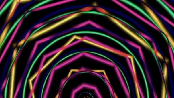 为您的视频背景 音乐会视觉表演 舞蹈派对 音乐片段 投影绘图 夜总会 企业活动的灯光隧道舞台动画 — 图库视频影像