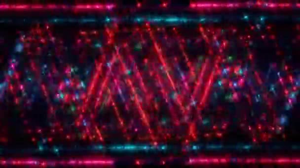 Strutture Luce Flash Neon Tunnel Fantascientifico Neon Tech Trendy Linee — Video Stock