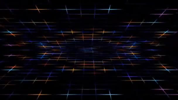 Neonlichtstrukturen Tech Neon Science Fiction Tunnel Trendige Leuchtlinien Bilden Muster — Stockvideo