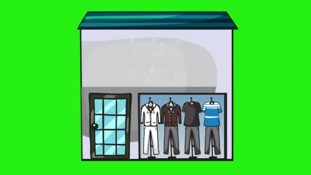 Ipari Épület Ikon Animáció Rajzfilm Legjobb Tárgy Zöld Képernyős Háttér — Stock videók