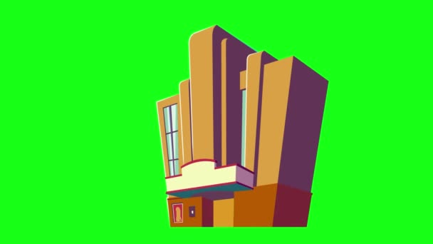 Budynek Przemysłowy Ikona Animacja Kreskówka Najlepszy Obiekt Zielonym Tle Ekranu — Wideo stockowe