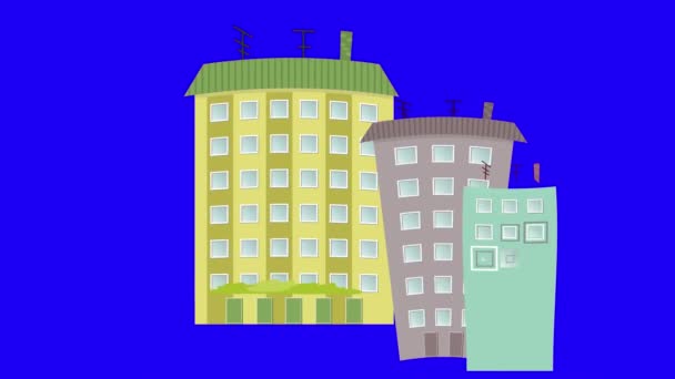 Industrial Building Icon Kartun Terbaik Objek Pada Layar Hijau Latar — Stok Video