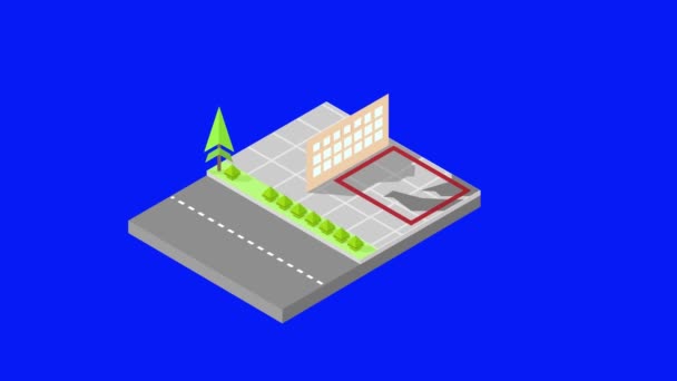 Endüstriyel Bina Canlandırma Karikatürü Yeşil Ekran Arkaplanındaki Iyi Nesne — Stok video